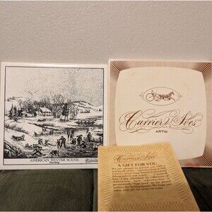 Vintage Currier & Ives ArtTile American Winter Scene Tile ceramic wall decor